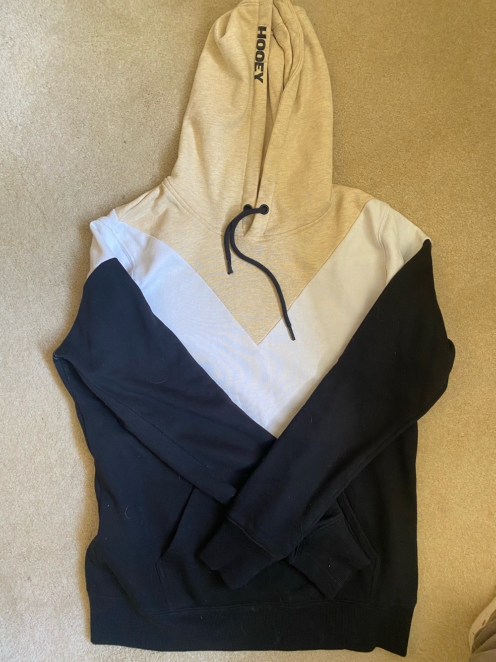 Hooey Men’s Colorblock Pullover Hoodie - Beige, White & Black